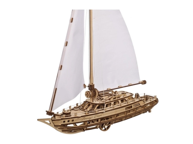 Yacht realistico con vele in tessuto