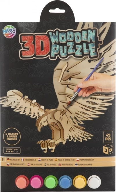 Puzzle 3D Aquila MOXY in legno da colorare