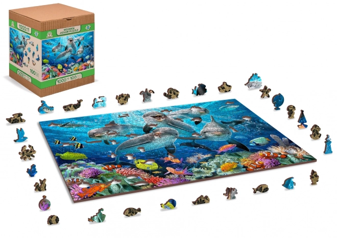 Puzzle in legno Delfini Felici 2 in 1