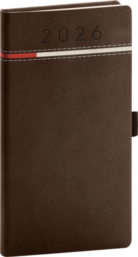 Agenda tascabile Tomy 2026 marrone-rosso