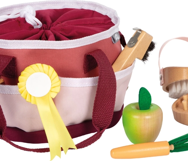 Set cura del cavallo con borsa rossa