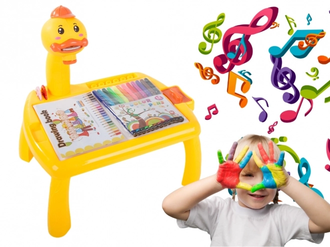 Tavolino da disegno per bambini con proiettore e pennarelli