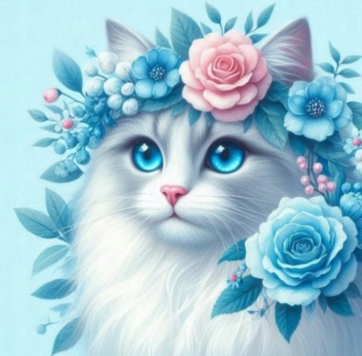 Pittura con diamanti Gatto con ghirlanda 30x40 cm