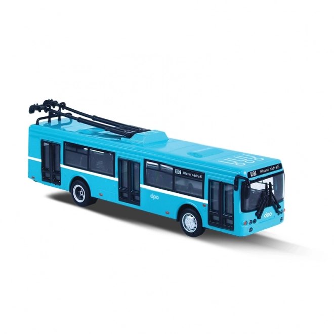 Trolleybus in metallo DPO Ostrava blu