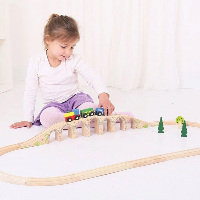 Ponte lungo in legno per treni Bigjigs Rail