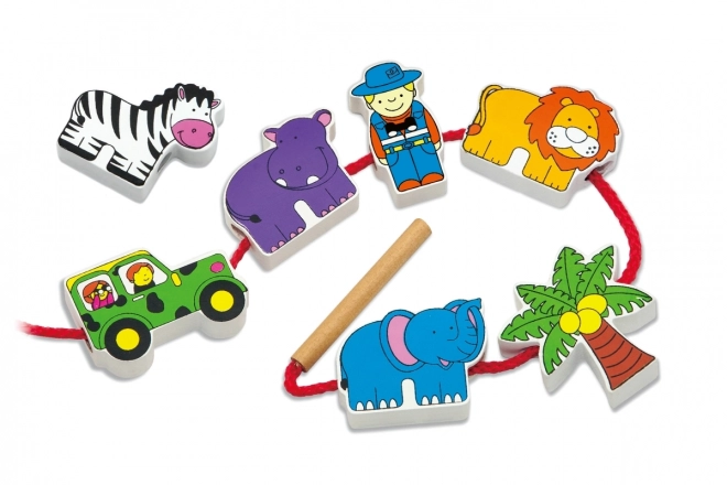 Gioco di infilatura e intreccio safari zoo VIGA in legno