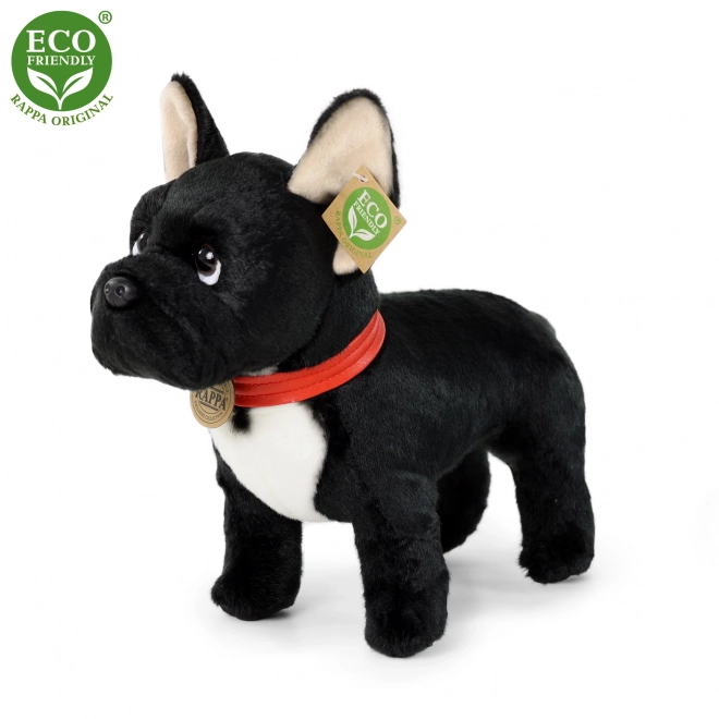 Bulldog francese di peluche con collare rosso 30 cm Ecologico