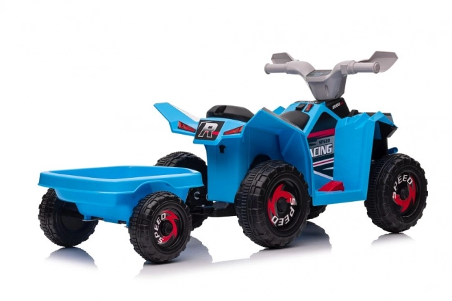 Quad elettrico blu con rimorchio