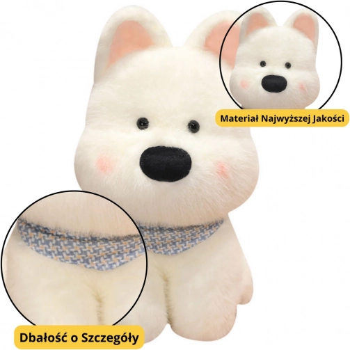Cagnolino di Peluche con Foulard Blu Bianco 33cm