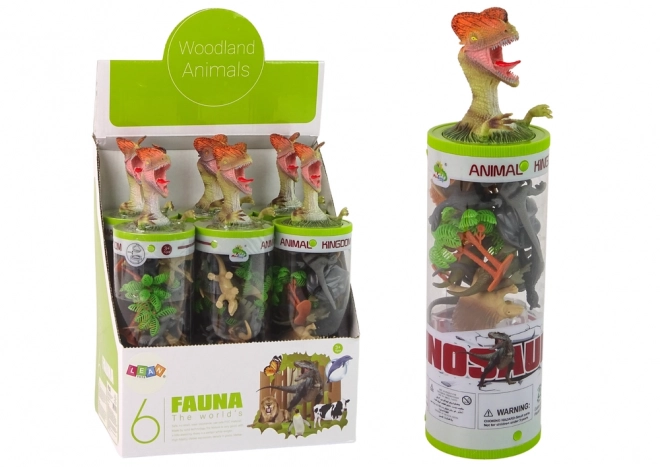 Set figure dinosauri in tubo con accessori