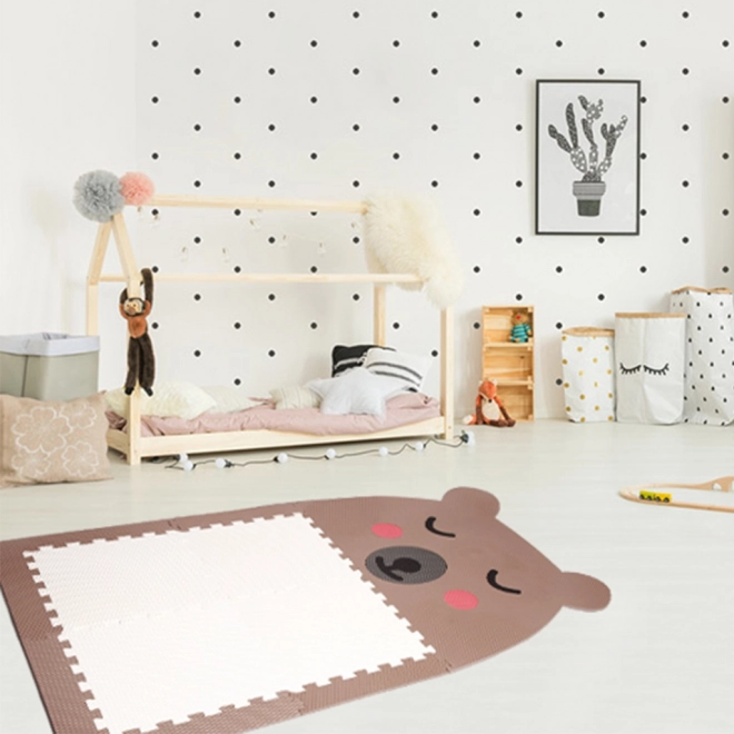 Puzzle design a forma di orso - marrone con pancia bianca