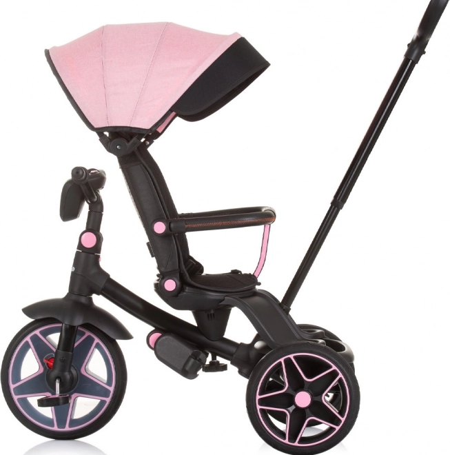 Triciclo con tettuccio e scatola musicale Chipolino Derby 2v1 Flamingo
