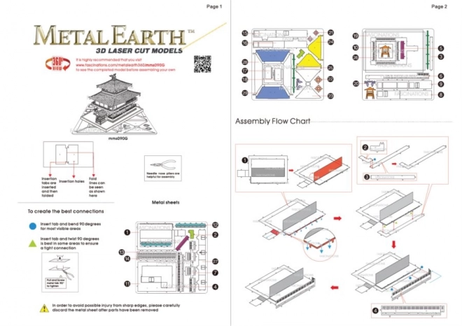 Puzzle 3D Metal Earth Tempio Kinkaku-ji Oro