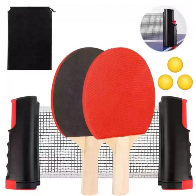Set ping pong completo con rete, racchette e palline