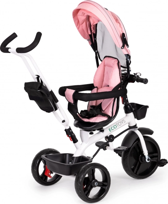 Passeggino Triciclo Girevole 360 Gradi Rosa