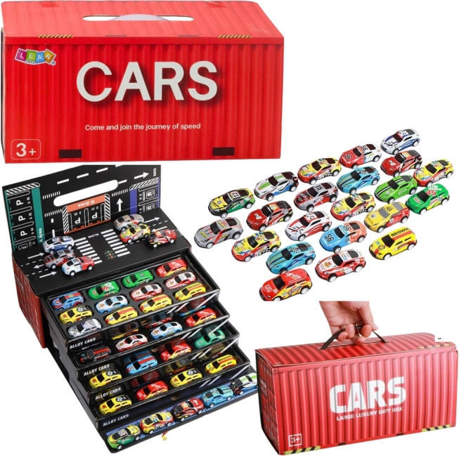 Set di macchinine a retrocarica in container, 48 pezzi