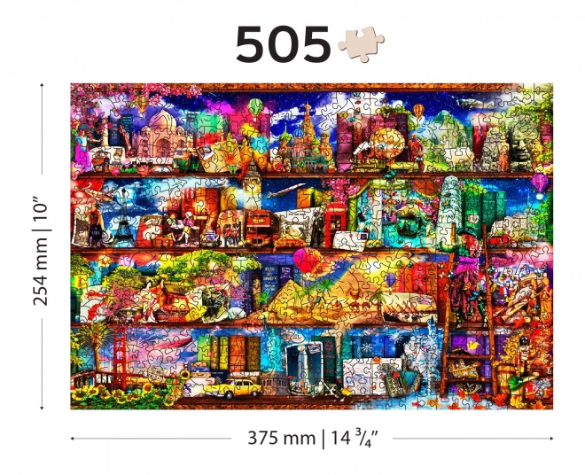 Puzzle in legno Libreria da Viaggio 2 in 1, 505 pezzi