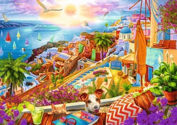 Puzzle 1000 pezzi Premium Plus Quality Visita a Santorini