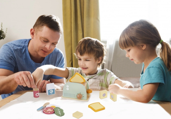 Set colazione tostapane in legno in colori pastello di Tooky Toy