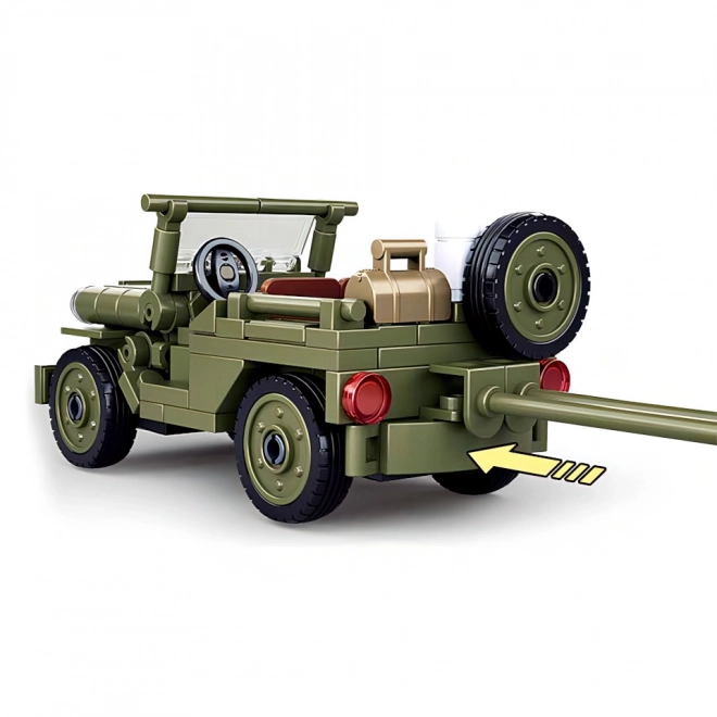 Sluban Army WW2 Jeep alleato e cannone antiaereo