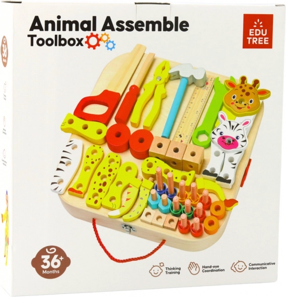 Set in legno per piccoli maestri - animali da assemblare in valigetta