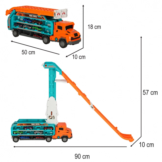 Pista da corsa camion di trasporto auto