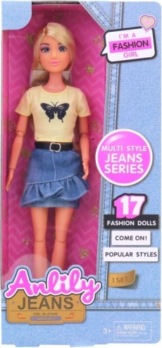 Bambola Lili con Gonna in Denim 30 cm