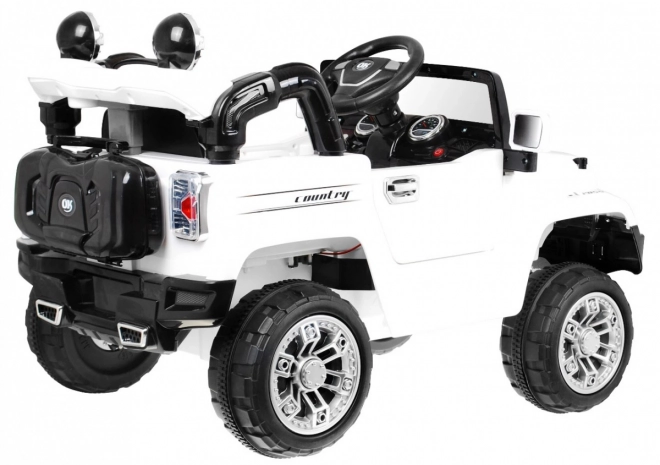 JJ auto fuoristrada a batteria per bambini Bianco + Telecomando + Spazio di stoccaggio + Luci + Audio