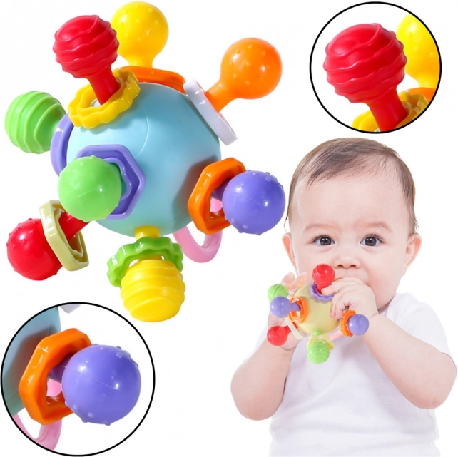 Colorato sensoriale massaggiagengive pallina con sonaglio per bambini