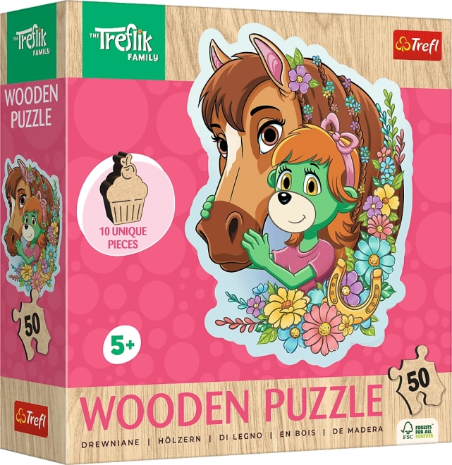 Puzzle sagomato in legno Treflíci: Famiglia felice 50 pezzi