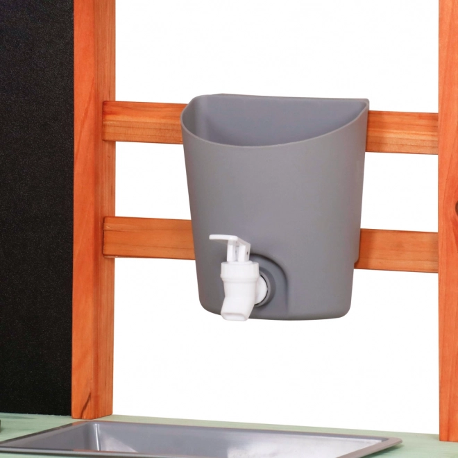 Cucina da giardino in legno su ruote con accessori e rubinetto Lulilo Sableto