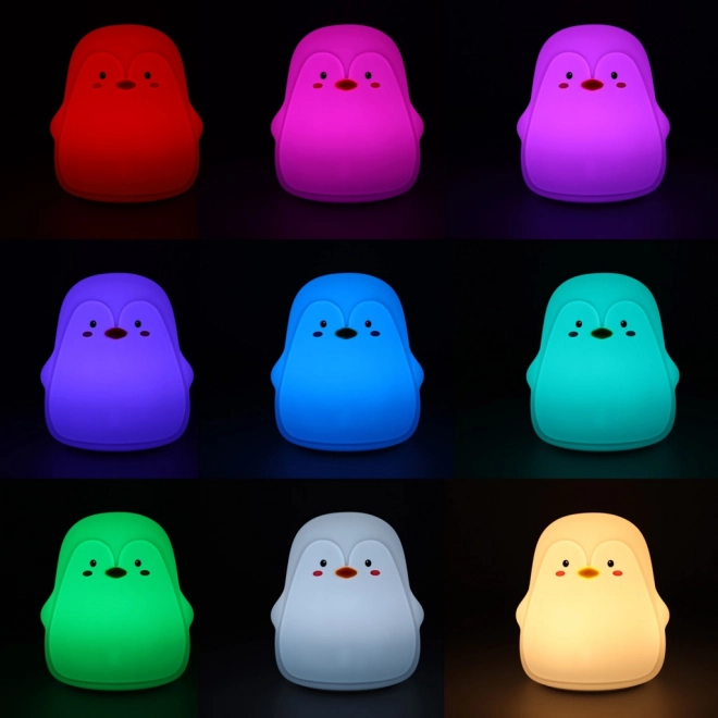 Lampada notturna a forma di pinguino, LED in silicone per bambini