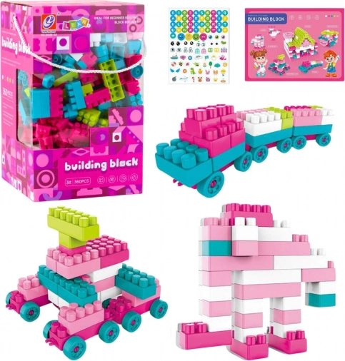 Blocchi da costruzione spaziali pastello rosa 360 pezzi