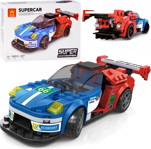Costruzioni tecniche auto sportiva blu‑rossa 138 pezzi