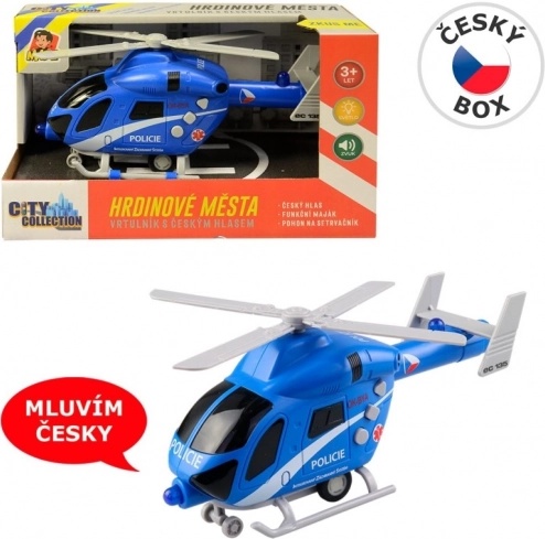 Elicottero della polizia a retrocarica con luce e suono 20 cm