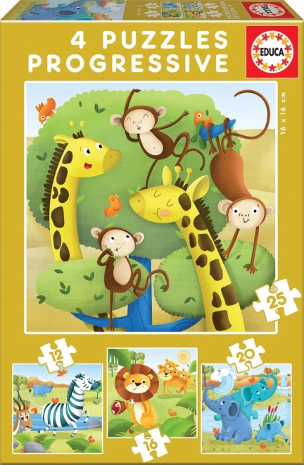 Puzzle Animali Selvatici Educa 4 in 1