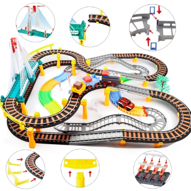 Set pista da corsa e trenino elettrico 2 in 1