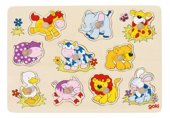 Puzzle in legno GOKI con maniglie Piccoli Animali