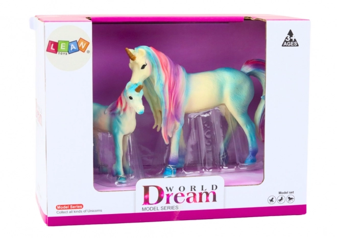 Set di due figure da collezione di unicorni blu