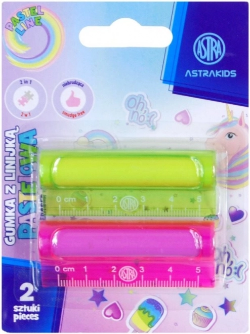 ASTRA righello con gomma 2in1 pastello 5 cm (2 pz)
