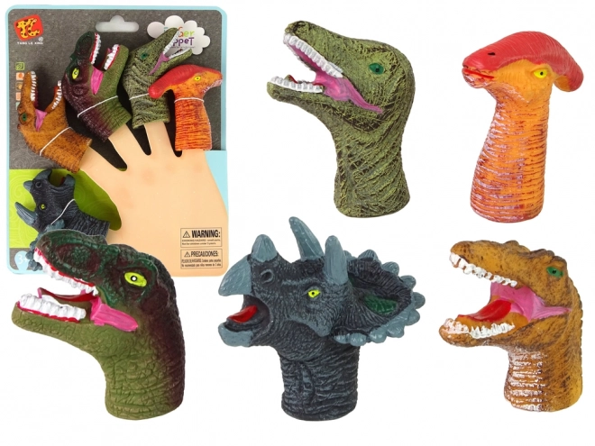 Burattini a dito dinosauri colorati set 5 pezzi