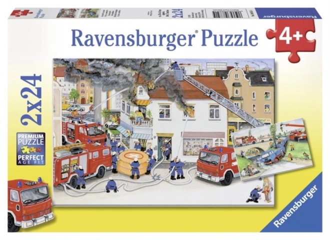 Puzzle Con Caserma Dei Pompieri Ravensburger 2x24 Pezzi