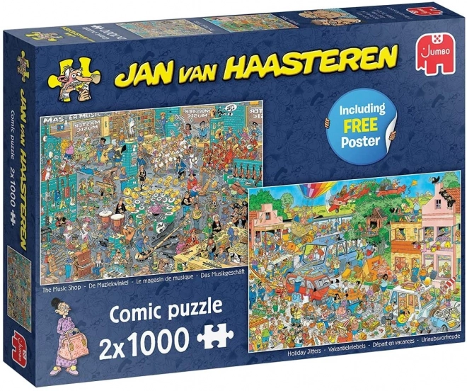 Puzzle Jan van Haasteren 2x1000 pezzi - Negozio di strumenti musicali & Panico in vacanza