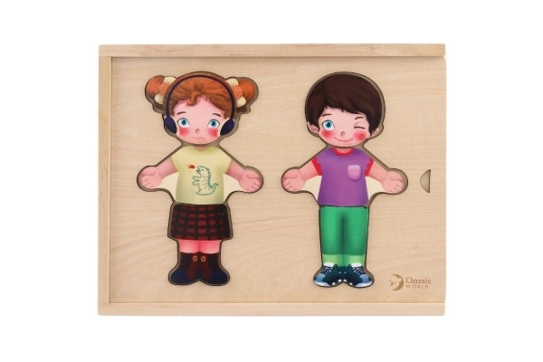 Puzzle vestiti in legno per bambina/bambino