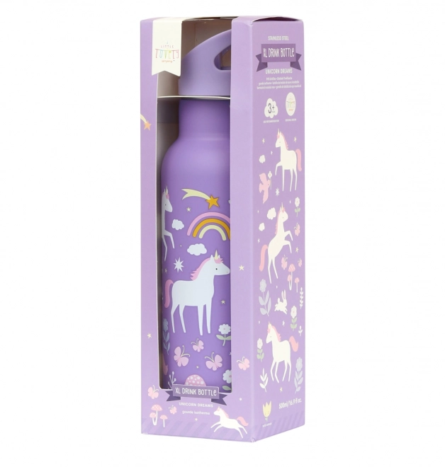 A Little Lovely Company Bottiglia in acciaio inox 500 ml – Unicorni e arcobaleni