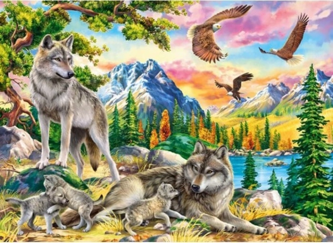 puzzle Famiglia di lupi e aquile 300 pezzi