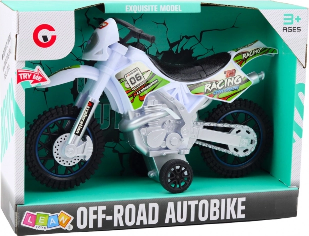 Off-road da motocross bianco con effetti sonori e luminosi
