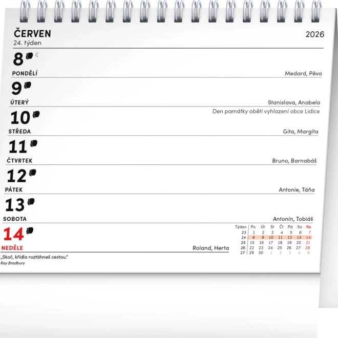 Calendario da tavolo 2026 con citazioni