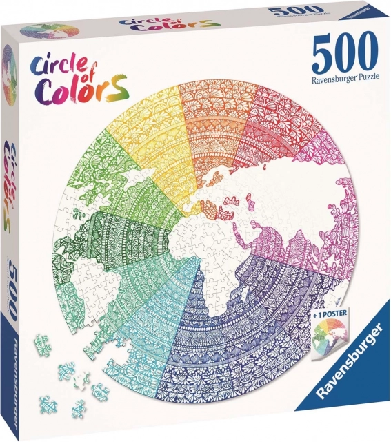 Puzzle Ravensburger Cerchio dei colori Mandala 500 pezzi