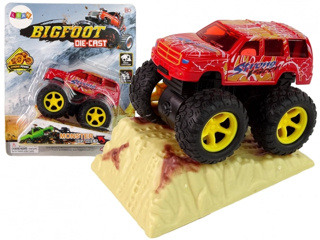 Macchina giocattolo Monster Truck con gomme in gomma e rampa